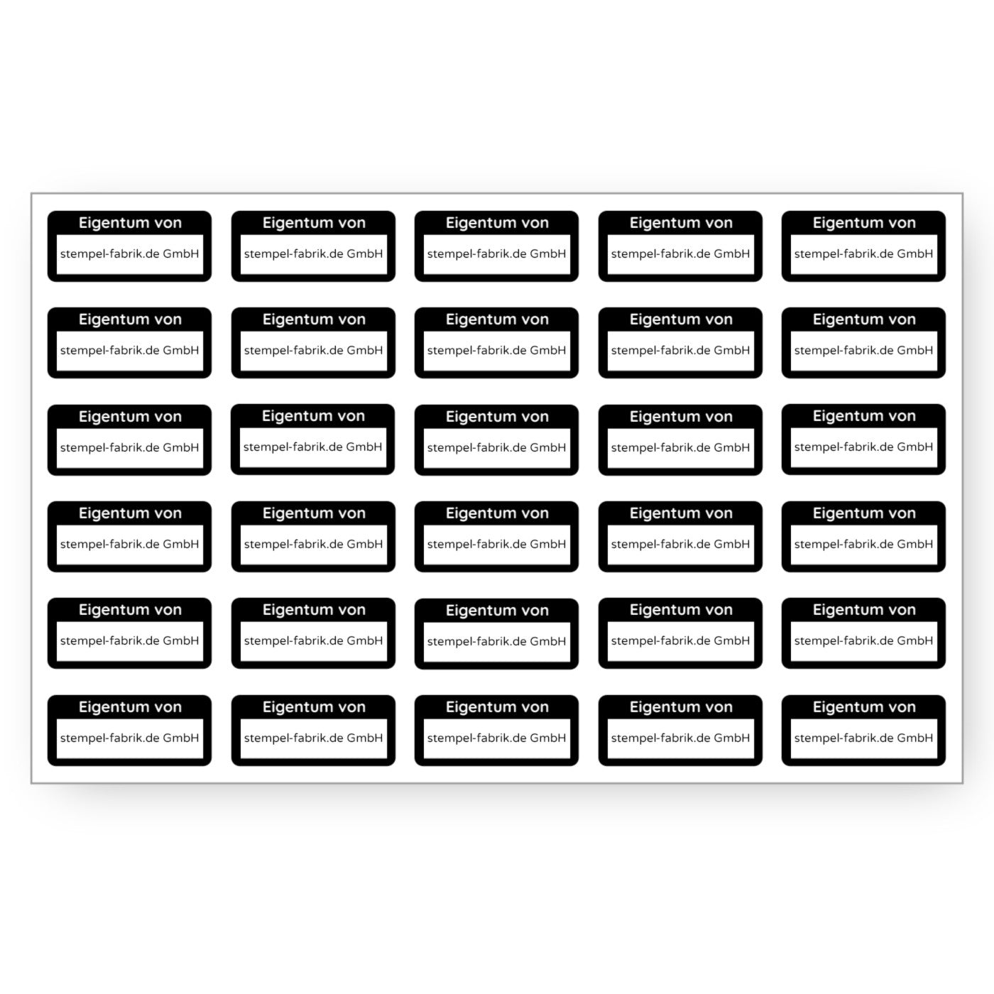 Eigentum Aufkleber (30 Stück 30x13 mm)