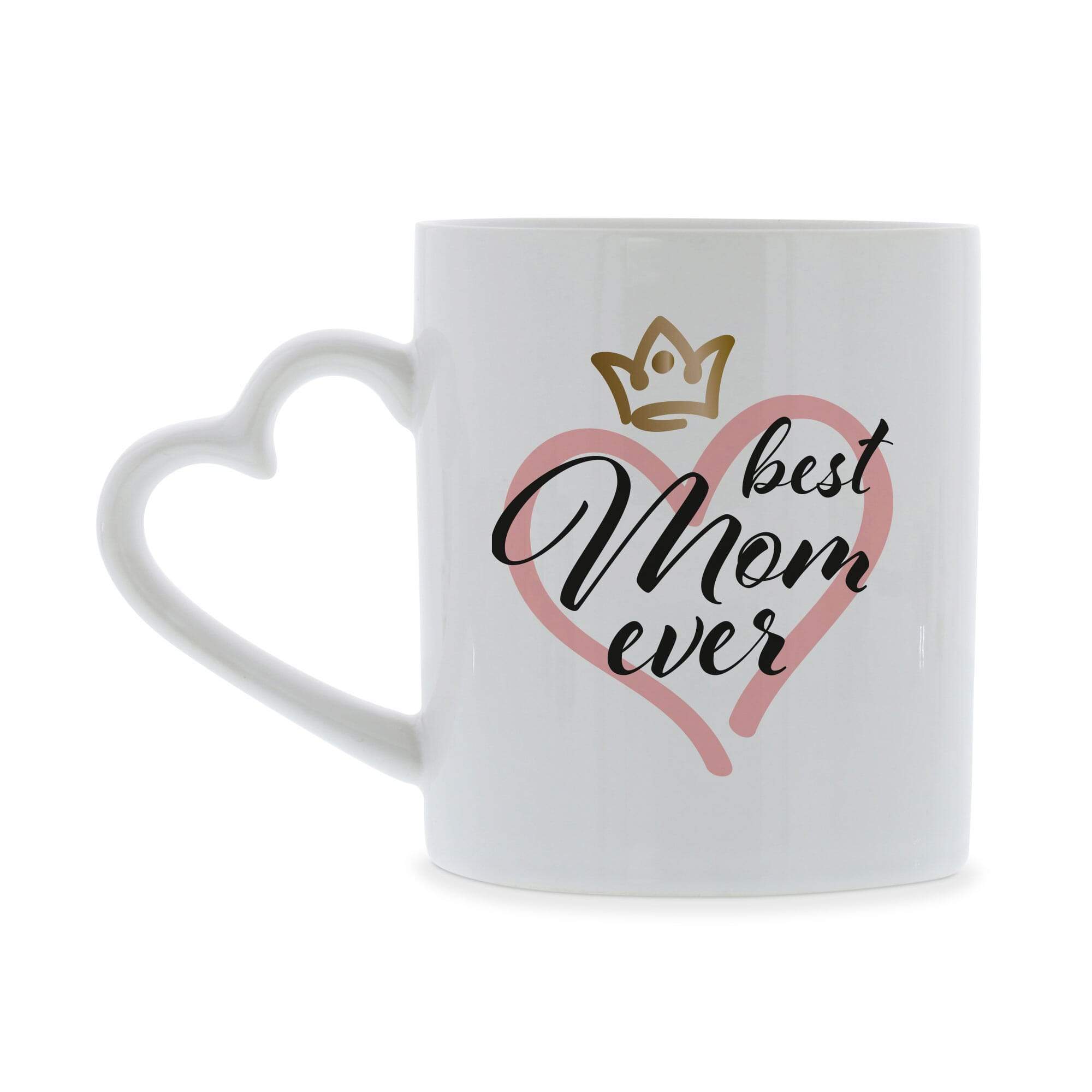 Keramiktasse mit Herzhenkel "best Mom ever" - adressaufkleber-fabrik.de